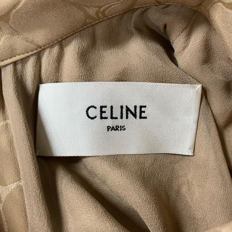 セリーヌ CELINE 総柄シルクワンピース カーキ サイズ：40_4