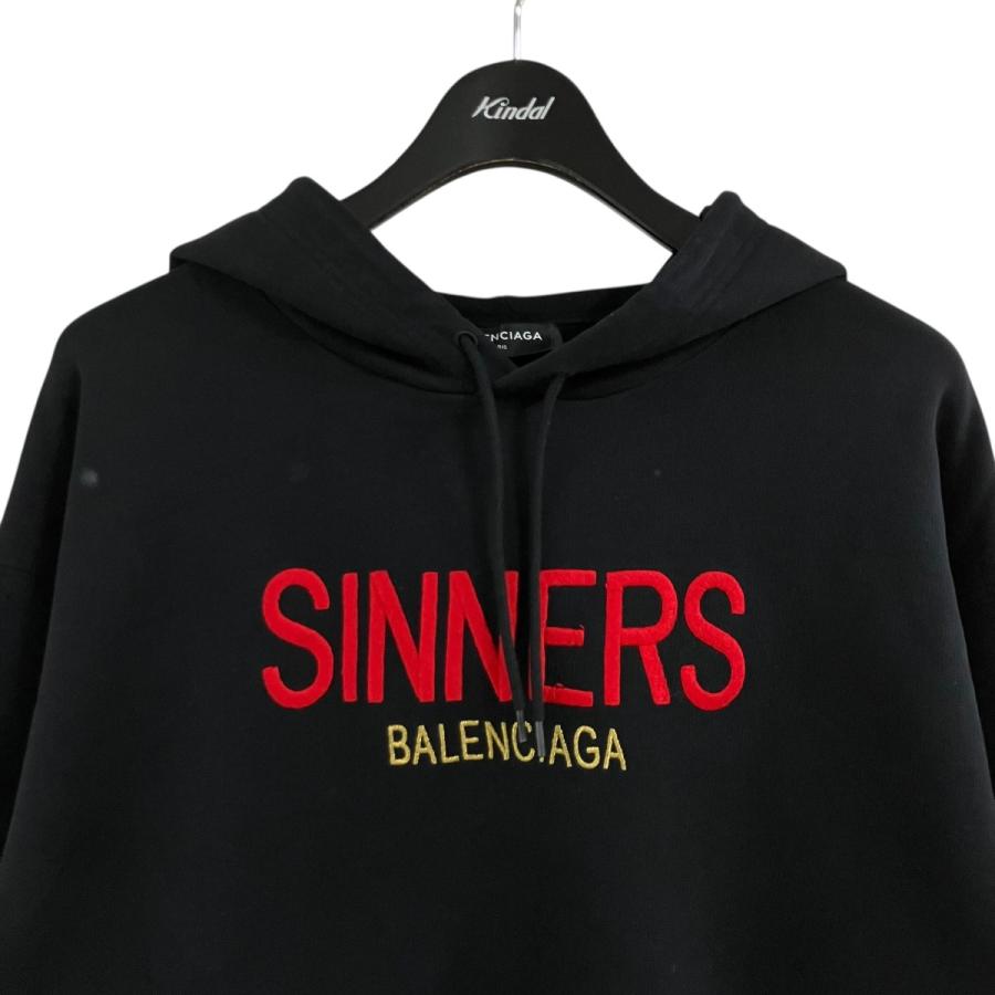 BALENCIAGA（バレンシアガ） フロントロゴパーカー ブラック×レッド