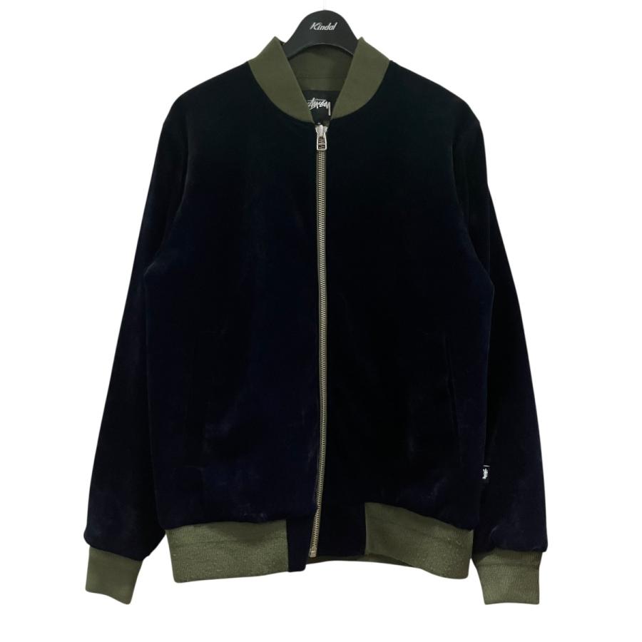 Stussy ネイビー ベロア テーラードジャケット STUSSY（ステューシー） ベロアジャケット ネイビー×カーキ サイズ：M