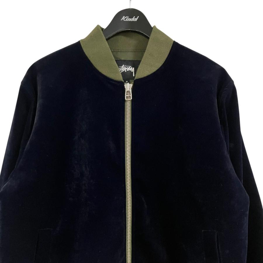 STUSSY（ステューシー） ベロアジャケット ネイビー×カーキ サイズ：M