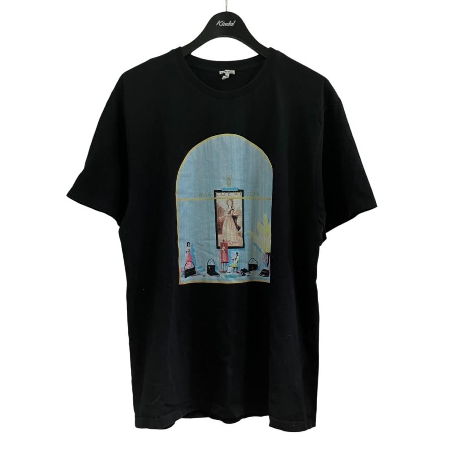 LOEWE（ロエベ） 半袖プリントTシャツ ブラック×スカイブルー サイズ