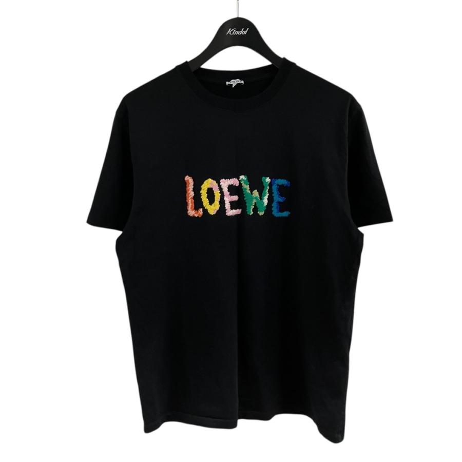 LOEWE（ロエベ） ロゴステッチTシャツ ブラック×マルチカラー サイズ 