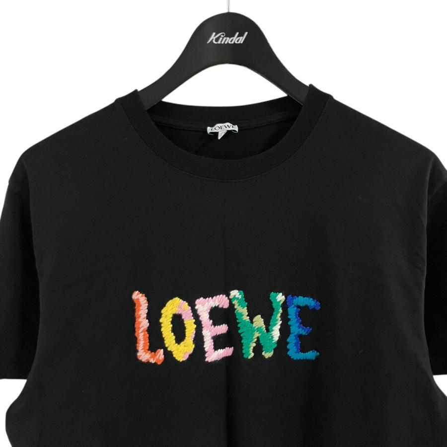 LOEWE（ロエベ） ロゴステッチTシャツ ブラック×マルチカラー サイズ 