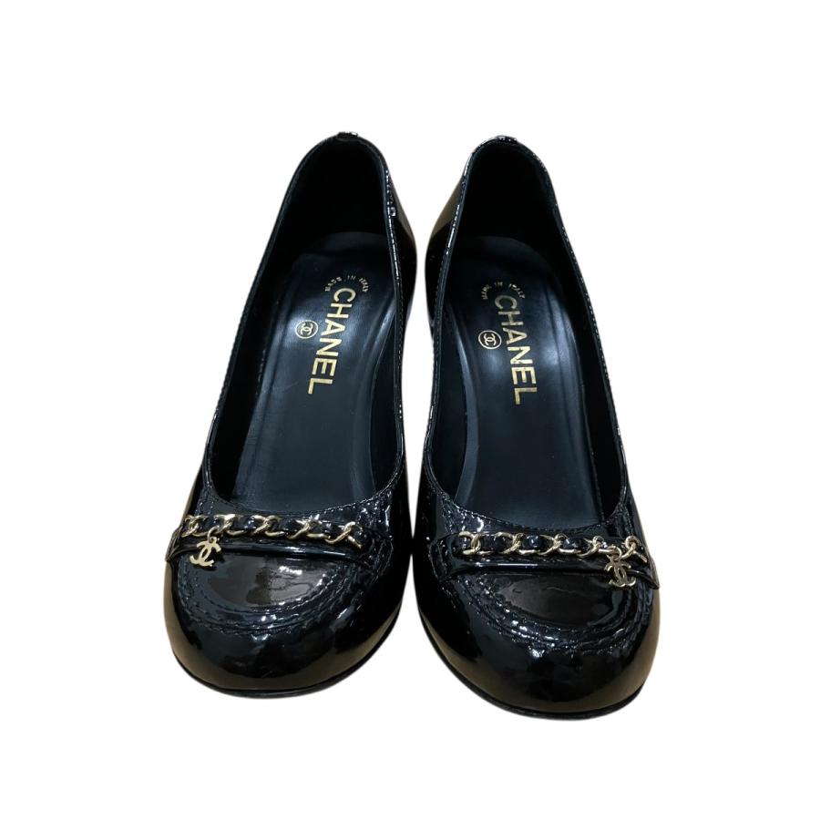 シャネル CHANEL エナメルヒールパンプス ブラック サイズ：37C_1