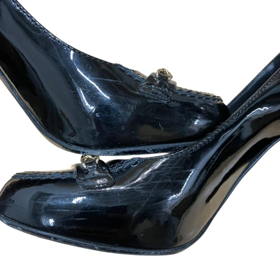 シャネル CHANEL エナメルヒールパンプス ブラック サイズ：37C_8