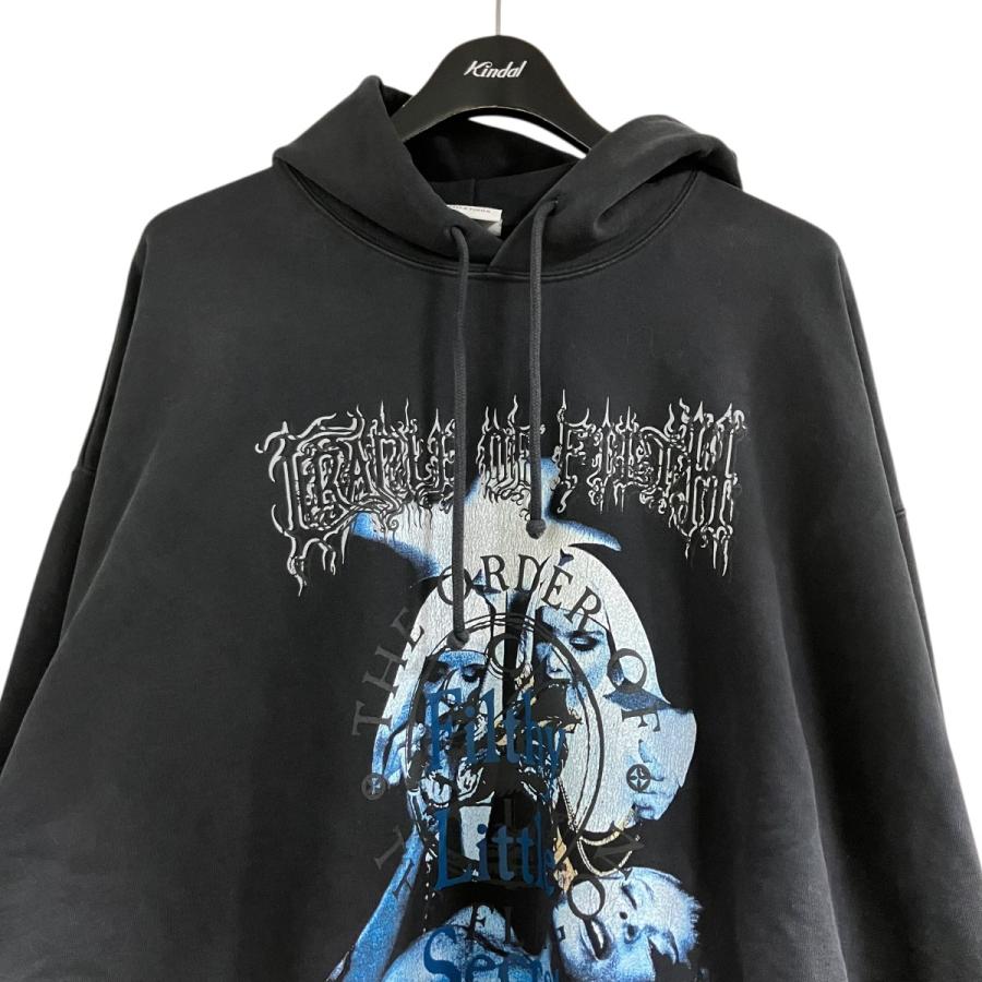 ヴェトモン VETEMENTS プリントプルオーバーパーカー ブラック サイズ 