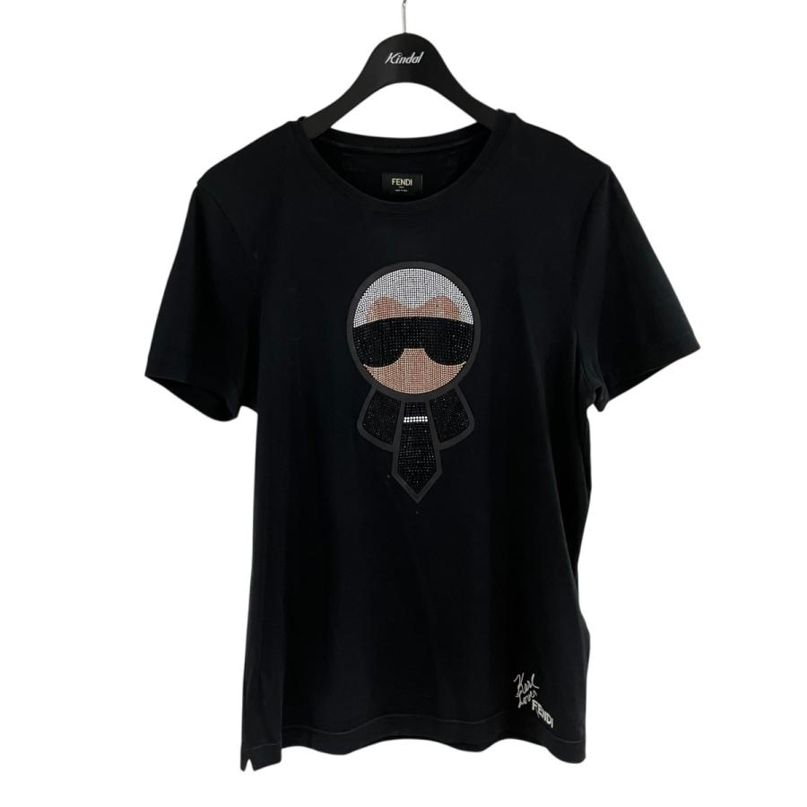 FENDI（フェンディ） ラガーフェルド ストーンロゴビジュー Tシャツ