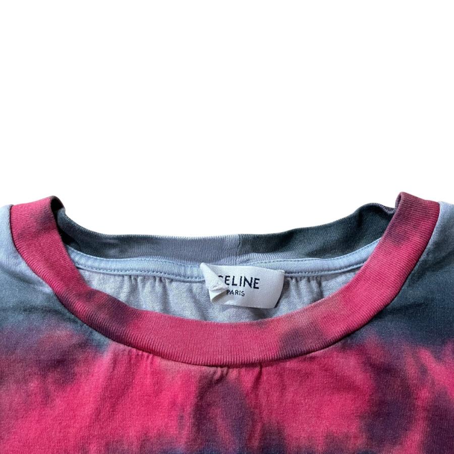 CELINE（セリーヌ） タイダイロゴTシャツ グレー×レッド サイズ：S
