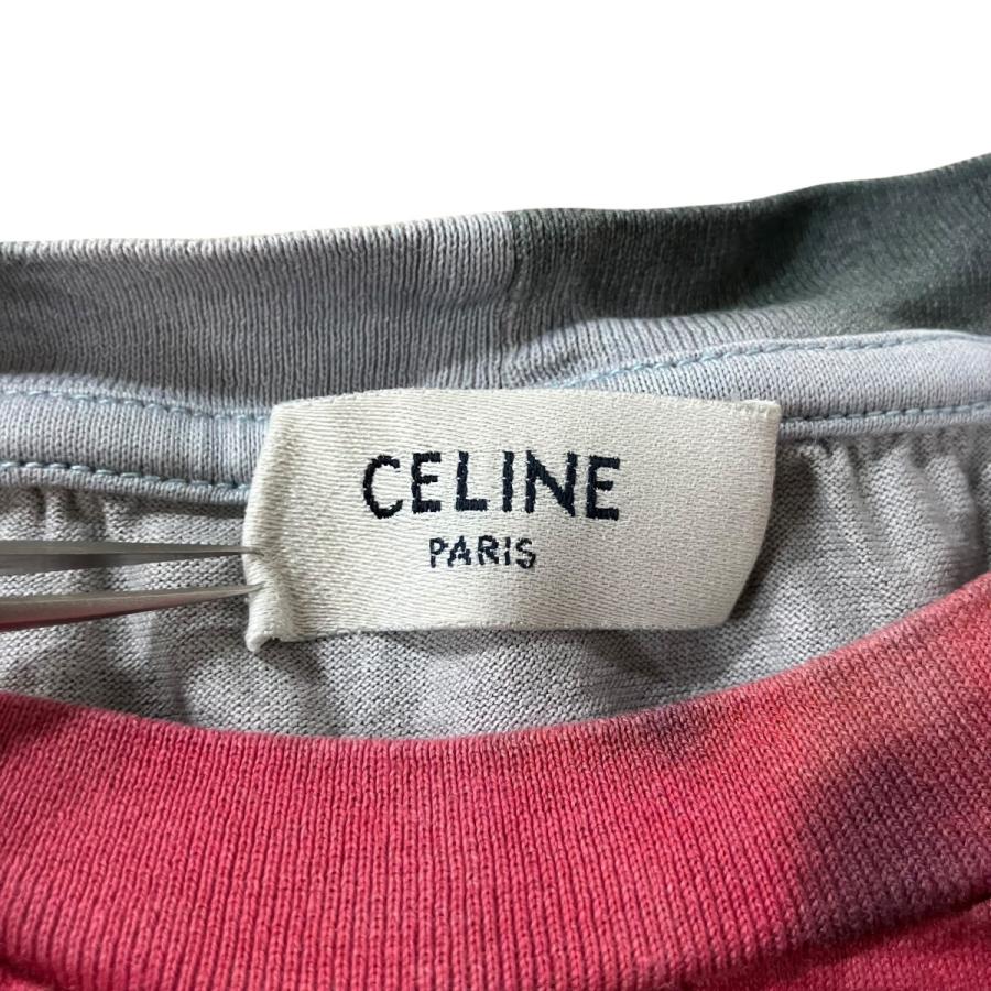CELINE（セリーヌ） タイダイロゴTシャツ グレー×レッド サイズ：S