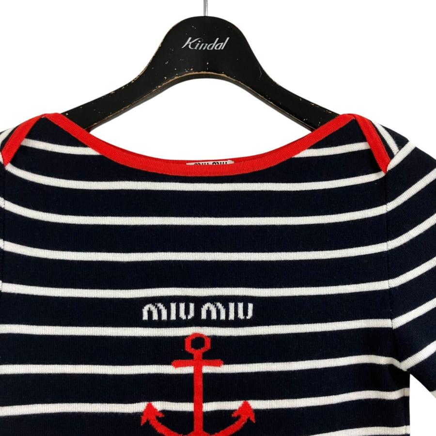 miu miu（ミュウミュウ） 【値下げ】MIU MIU ロゴボーダーニットT 