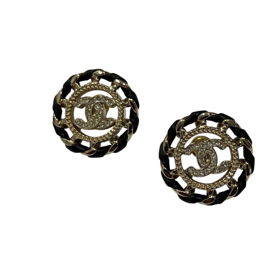 CHANEL（シャネル） ココマークチェーンデザインピアス ブラック 