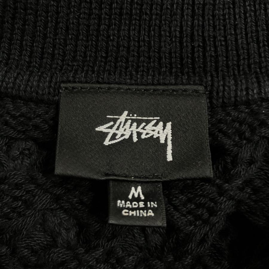 【入手困難】STUSSY ステューシー ケーブルニット ポロシャツ 黒 S STUSSY（ステューシー） ニットポロシャツ ブラック サイズ：M