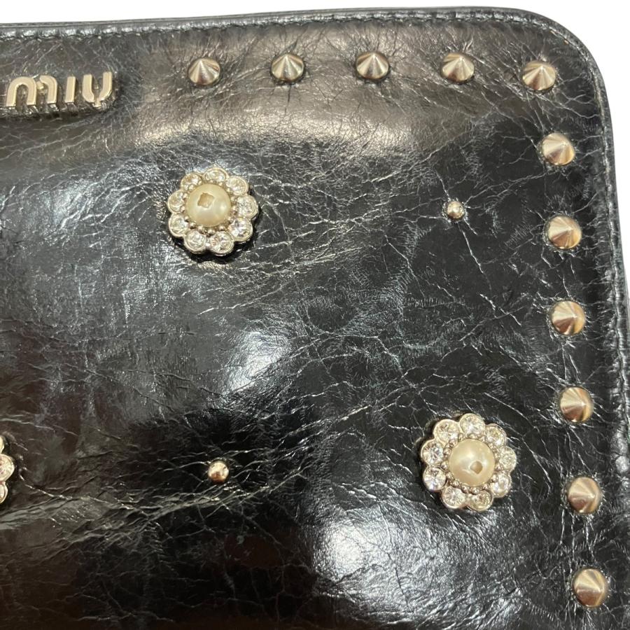miu miu（ミュウミュウ） スタッズパール長財布 ブラック サイズ