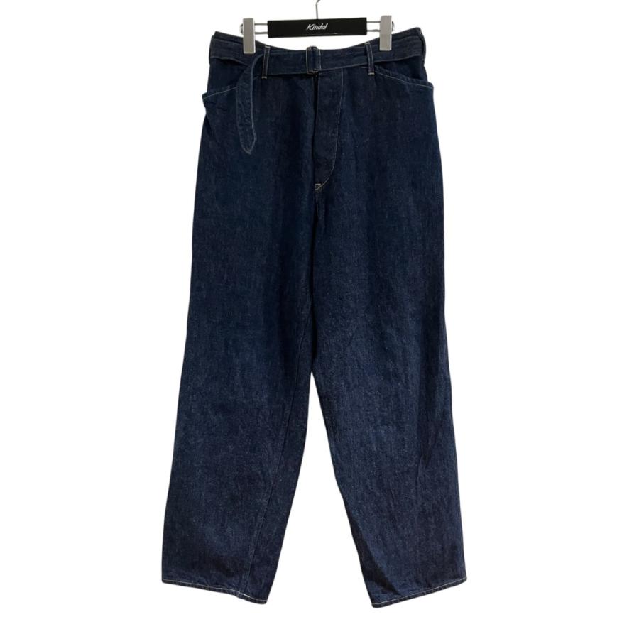 COMOLI ベルテッドデニム インディゴ サイズ2 COMOLI（コモリ） デニム ベルテッドパンツ インディゴ サイズ：2