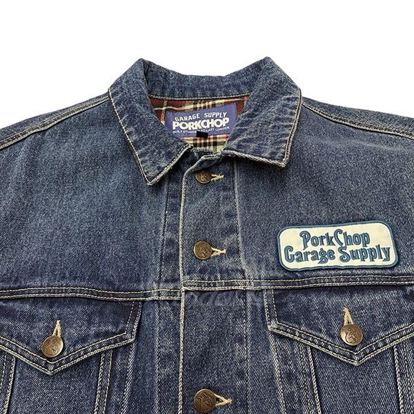 値下げ】PORKCHOP 裏地チェック刺繍ロゴワッペンデニム