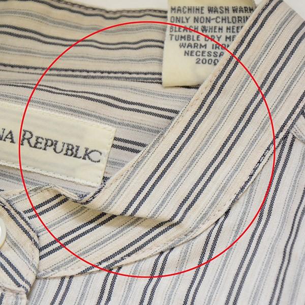 バナナリパブリック BANANA REPUBLIC Vintage　スタンドカラーストライプシャツ ライトグレー サイズ：XS｜kindal｜05
