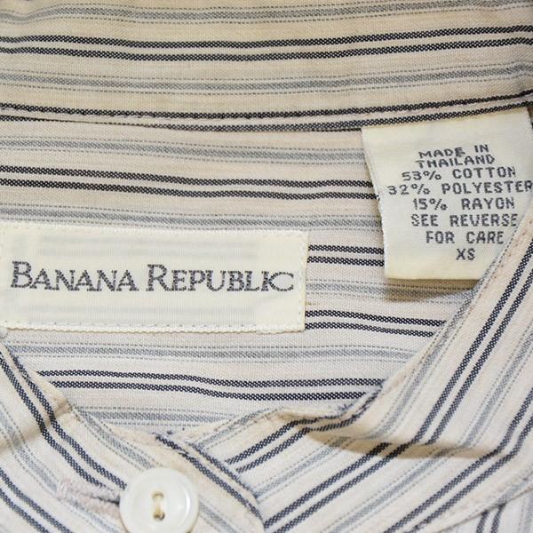 バナナリパブリック BANANA REPUBLIC Vintage　スタンドカラーストライプシャツ ライトグレー サイズ：XS｜kindal｜07