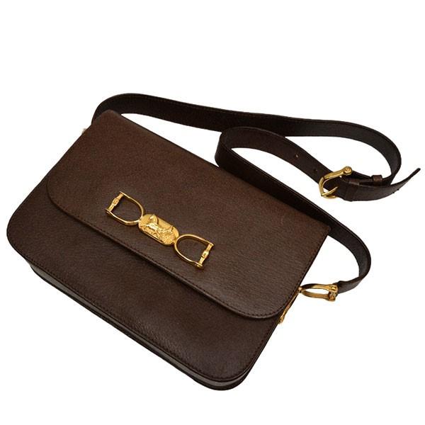 値下げ CELINE ブラウンレザー ショルダーバッグ