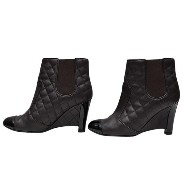 CHANEL 【値下げ】CHANEL サイドゴアマトラッセショートヒールブーツ