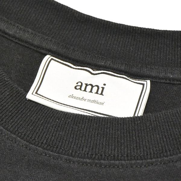アミ アレクサンドル マテュッシ ボーダーTシャツ カットソー 半袖 ロゴ刺繍 AMI Alexandre Mattiussi アミアレクサンドルマテュッシ ami alexandre