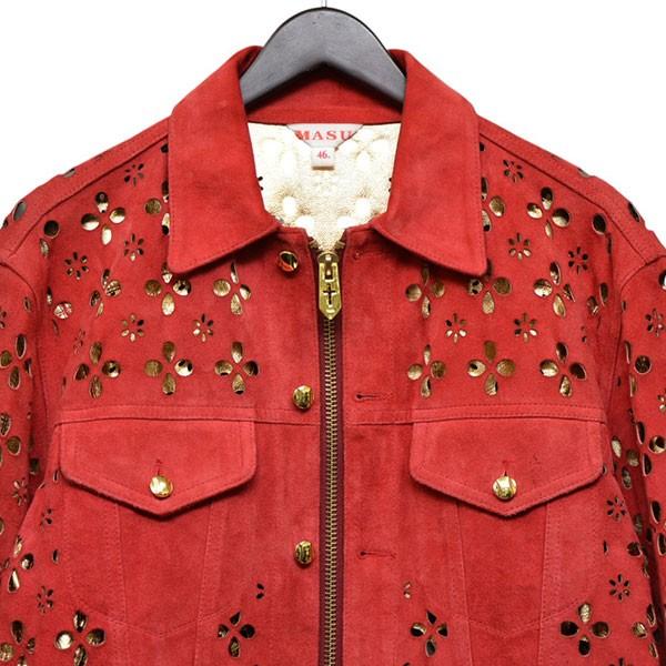 エムエーエスユー MASU 2022AW FLOWER-CUT LEATHER TRUCKER JACKET