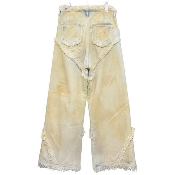 【値下げ】EGONLAB 2025SS　ARGYLE DENIM PANT　USED加工ワイドデニムパンツ　SS25 DN 001 B YELLOW_1