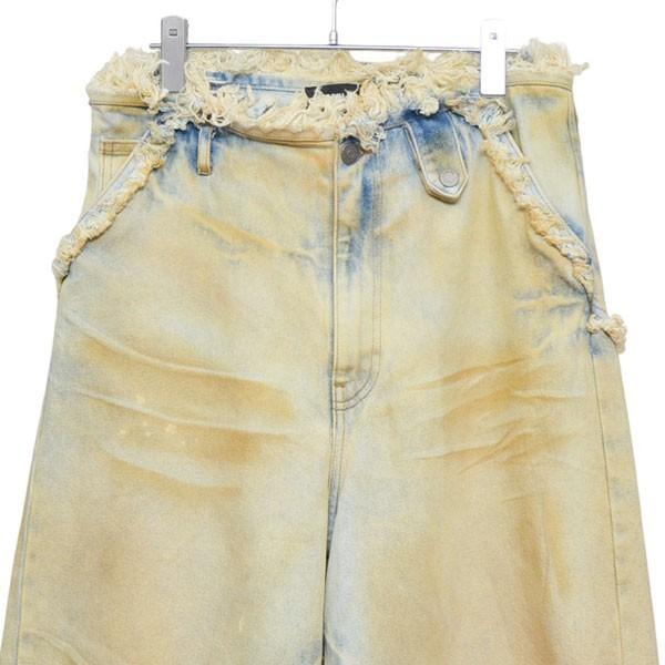 【値下げ】EGONLAB 2025SS　ARGYLE DENIM PANT　USED加工ワイドデニムパンツ　SS25 DN 001 B YELLOW_2