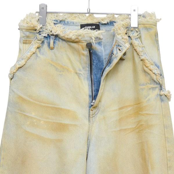 【値下げ】EGONLAB 2025SS　ARGYLE DENIM PANT　USED加工ワイドデニムパンツ　SS25 DN 001 B YELLOW_3
