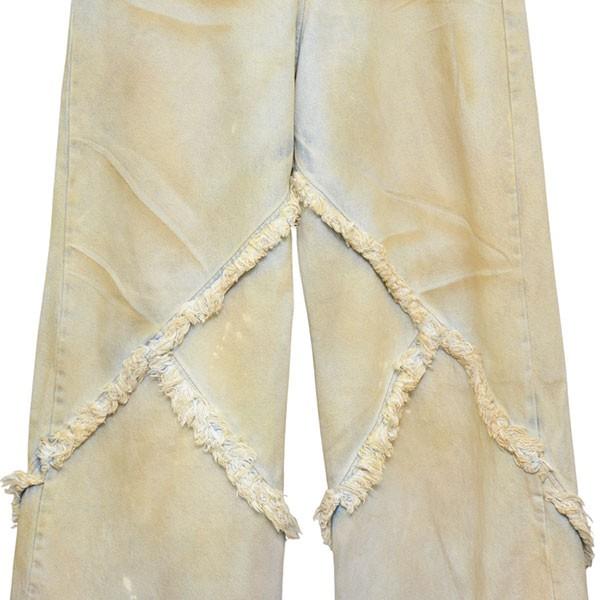 【値下げ】EGONLAB 2025SS　ARGYLE DENIM PANT　USED加工ワイドデニムパンツ　SS25 DN 001 B YELLOW_5