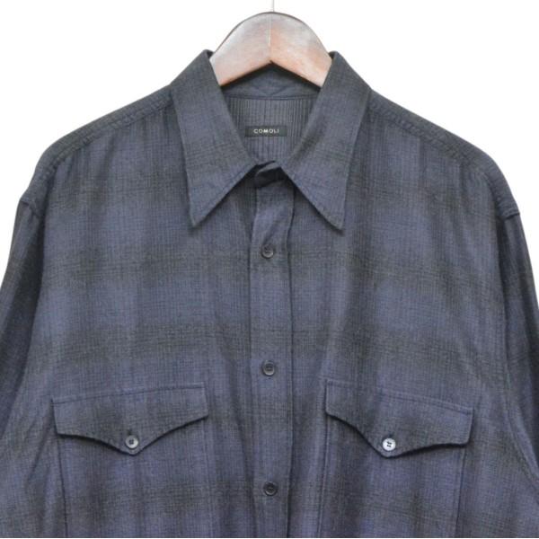 COMOLI（コモリ） COMOLI 2021AW ウールシルクワークシャツ チェック