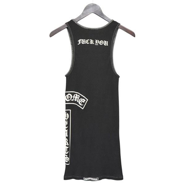 クロムハーツ タンクトップ ネックロゴ ダガープリント ハート　M CHROME HEARTS（クロムハーツ） クロスプリントタンクトップ ブラック