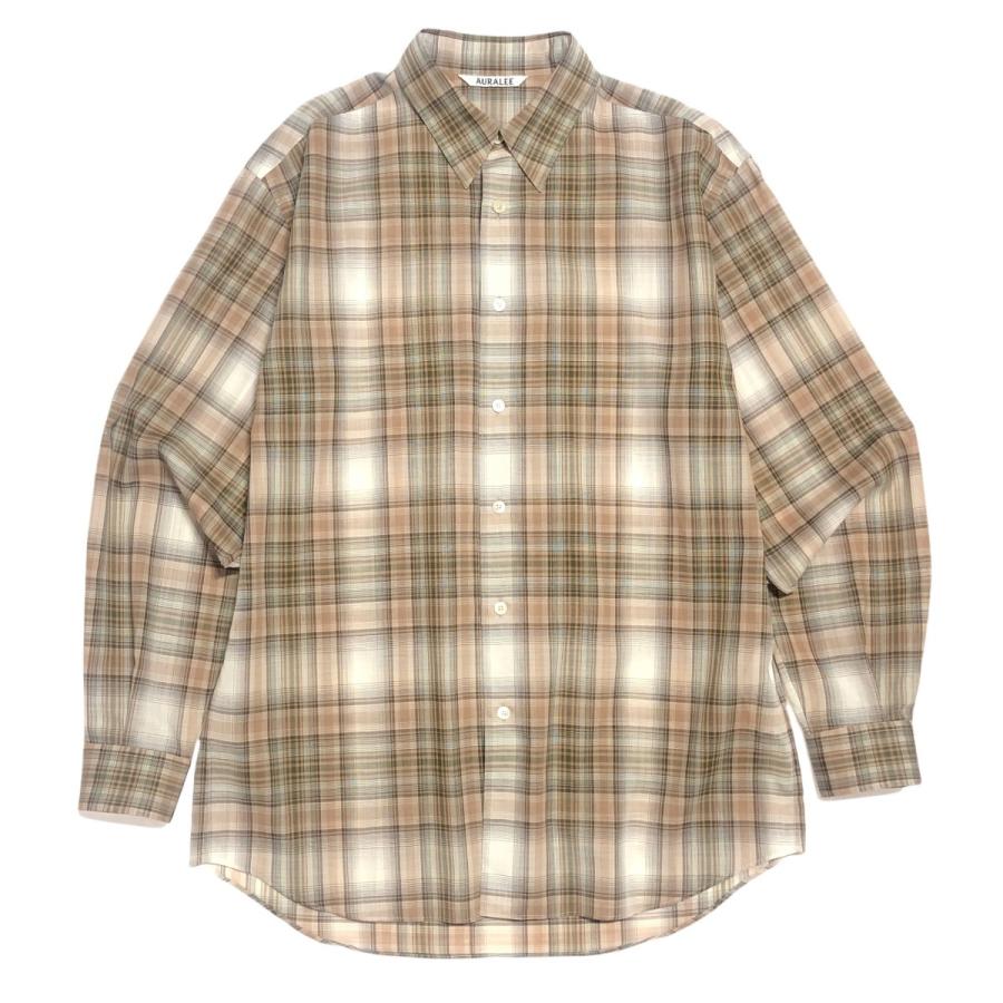 AURALEE WOOL RECYCLED POLYESTER CLOTH SHIRTS チェックシャツ 