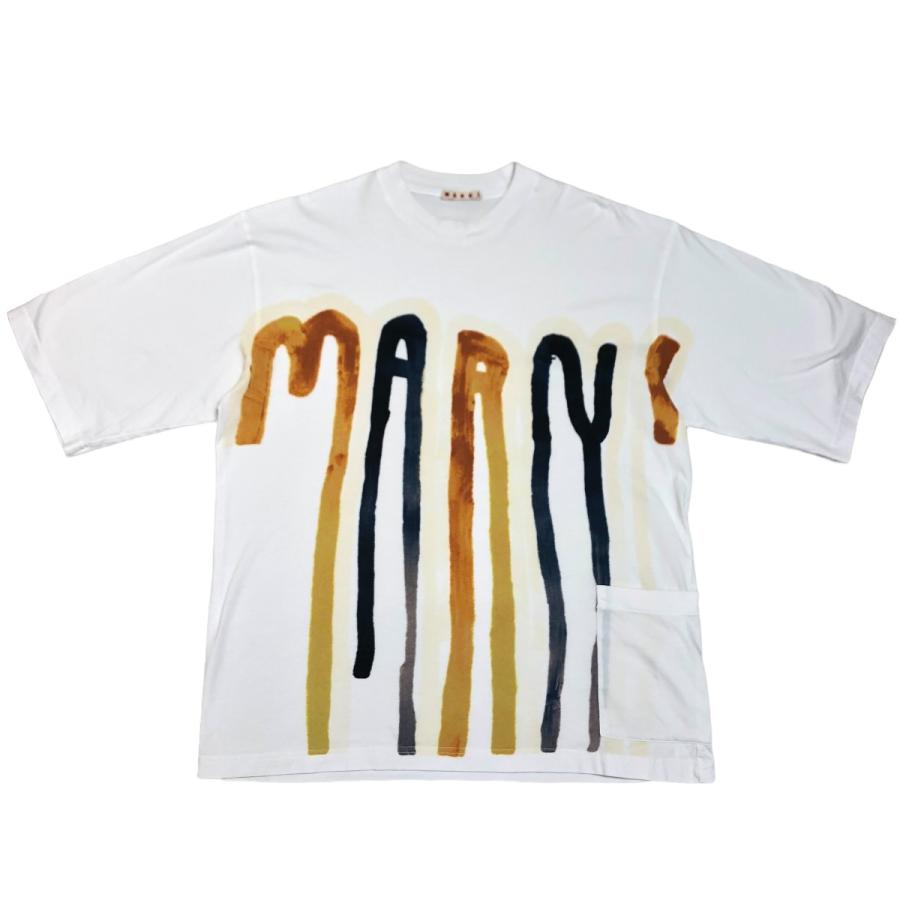 マルニ MARNI 22SS ドリッピングロゴTシャツ ホワイト サイズ：44