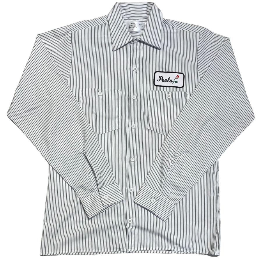 値下げ】peels シャツ PEELS S/S STRIPE WORK SHIRT LIGHT BLUE