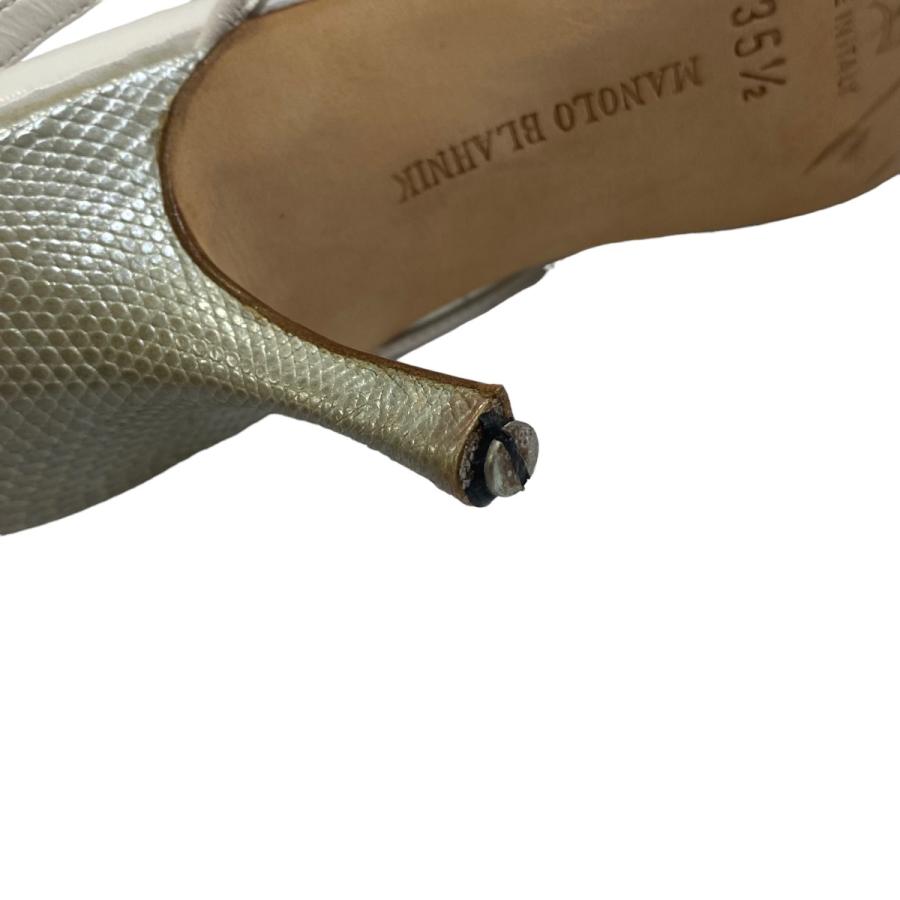 MANOLO BLAHNIK シルバー ストラップサンダル サイズ37 1/2