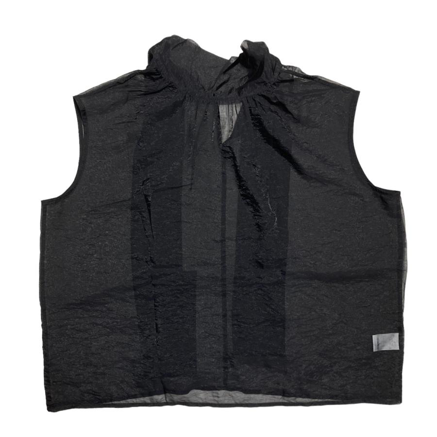 クラネ CLANE SHEER RIBBON NO SLEEVE TOPS ノースリーブブラウス 
