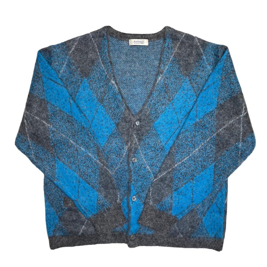 値下げ】RADIALL CARDIGAN SWEATER L S アーガイル柄 モヘアニット 