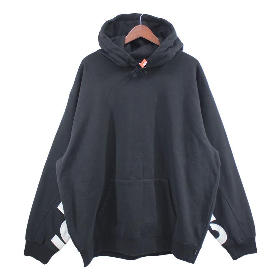 【値下げ】SUPREME 22SS Cropped Panels Hooded Sweatshirt アームロゴ パーカー ブラック サイズ