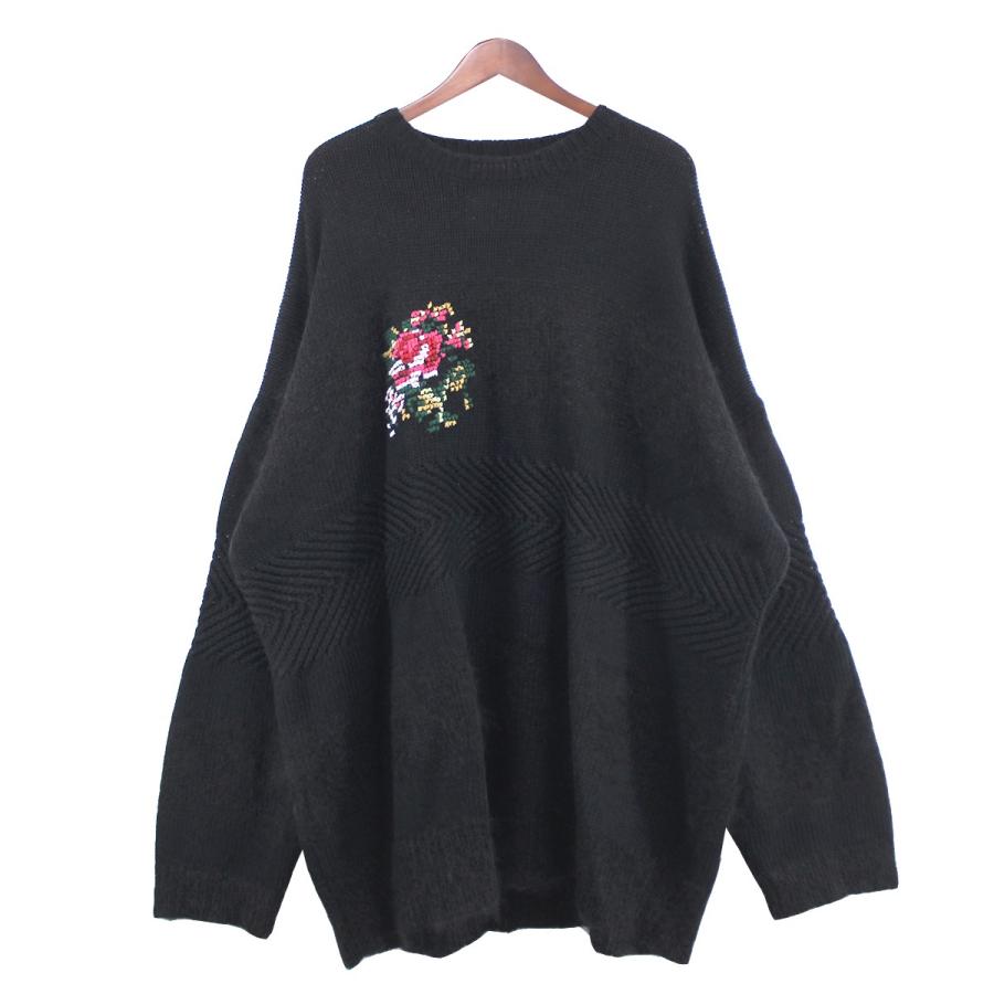 DAIRIKU Flower Cross Embroidery Knit 新品