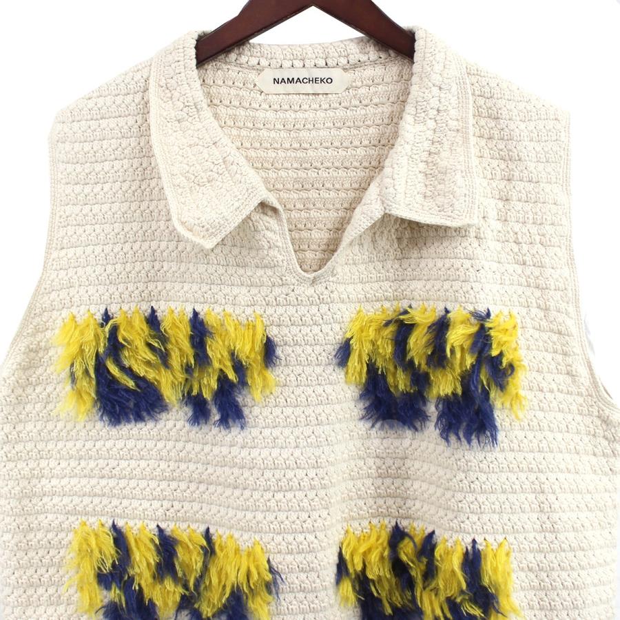 値下げ】NAMACHEKO 23SS Baran Polo Fringe-trim Sweater Vest シルク