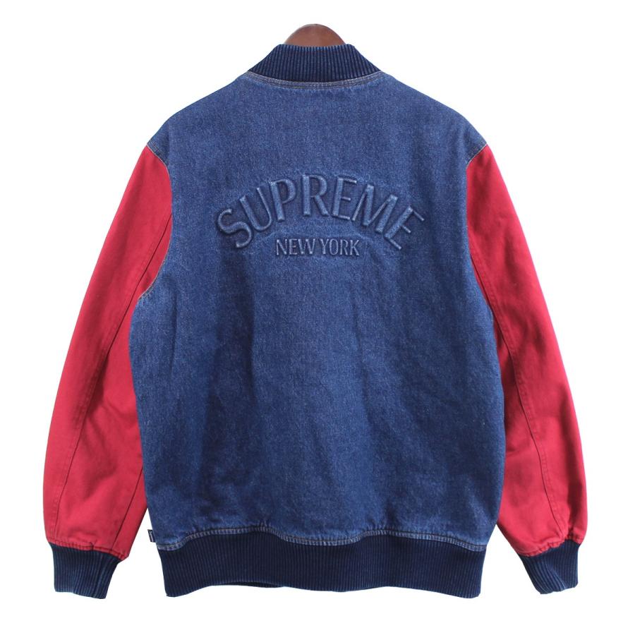 値下げ】Supreme 14AW Denim Twill Varsity Jacket デニム ツイル バー 