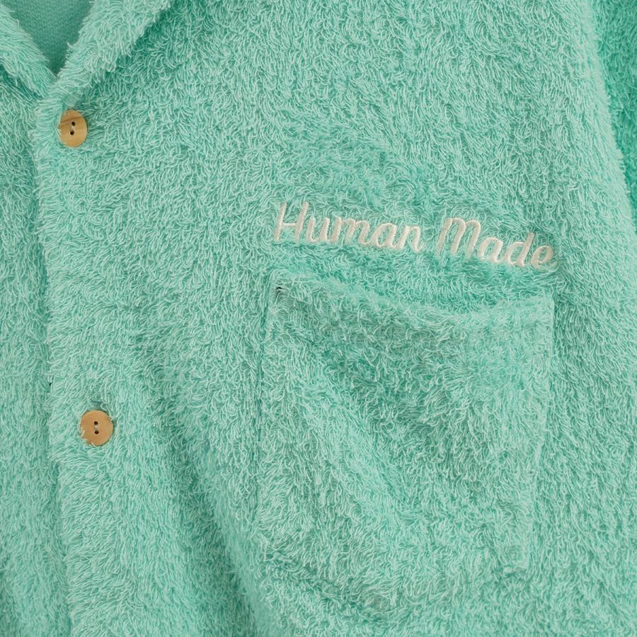 ヒューマンメイド HUMAN MADE 22AW Pile Shirt ロゴ 刺繍 パイル シャツ 開襟 半袖シャツ グリーン サイズ：L｜kindal｜04