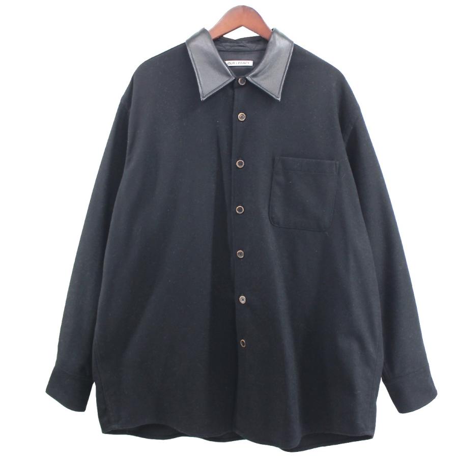 値下げ】OUR LEGACY ABOVE SHIRT レザーカラー 切替 カシミア混 シャツ
