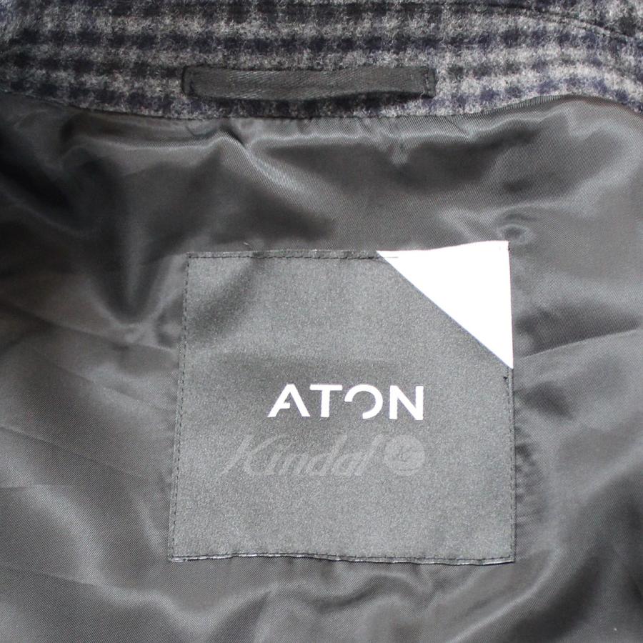 ATON ダブルロングコート グレー 04 ATON メルトンロングコート 04 未使用品 ATON メルトンロングコート04