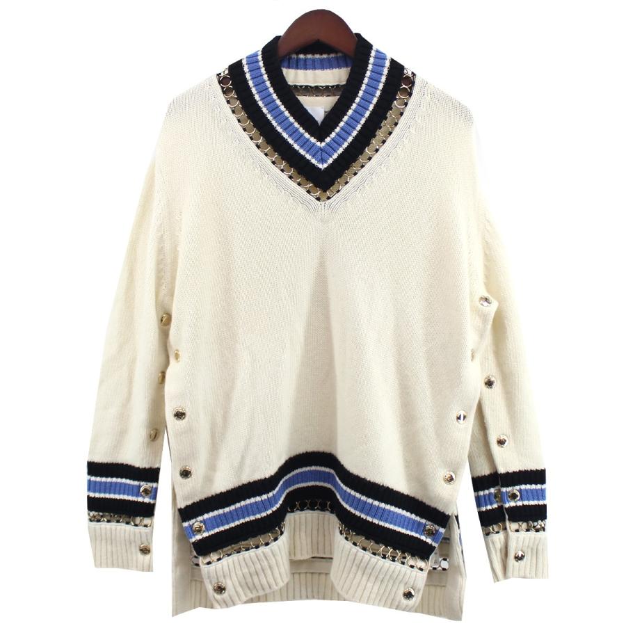 BURBERRY 【値下げ】BURBERRY リングチェーン ボタン 装飾 Vネック 