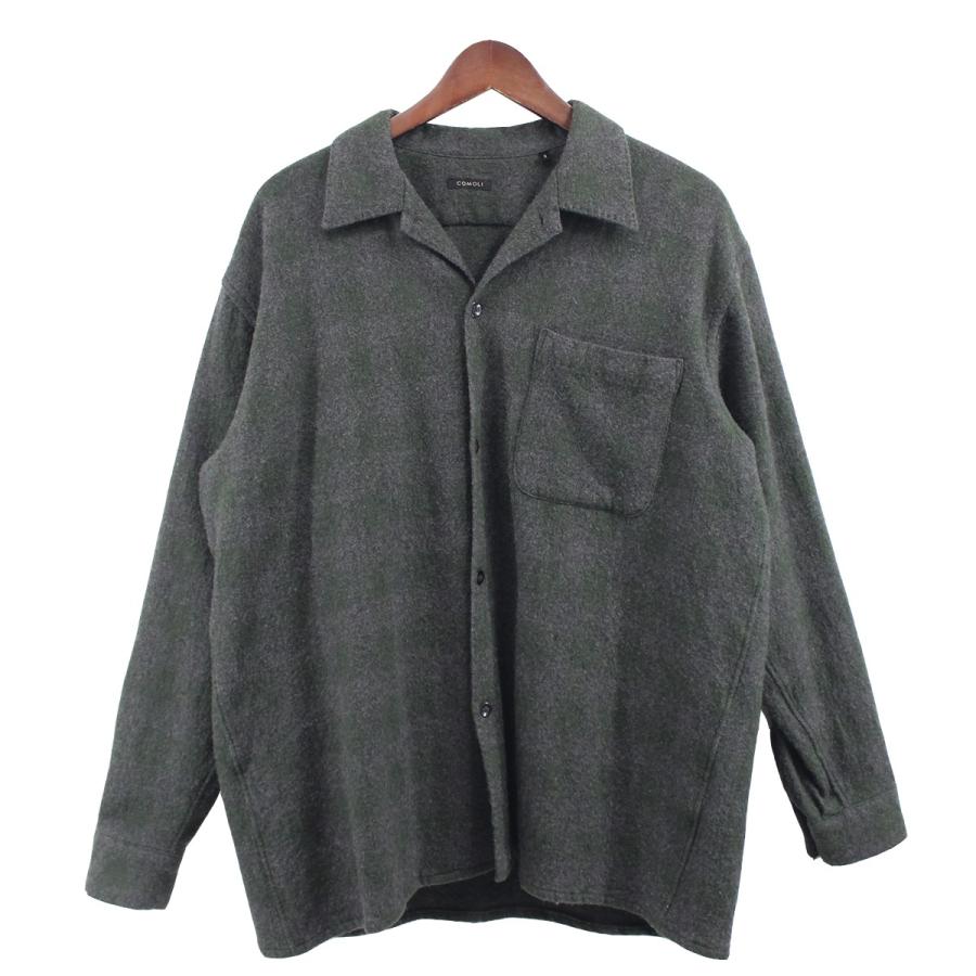 COMOLI 【値下げ】COMOLI 20AW ウールチェック オープンカラーシャツ  
