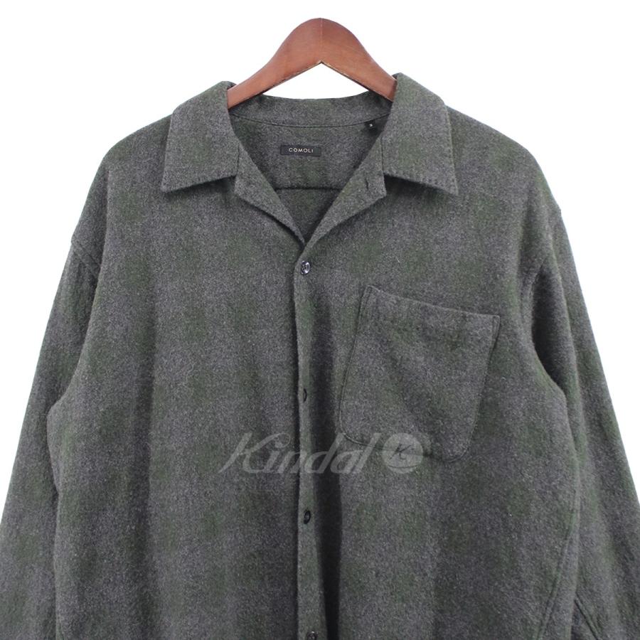 COMOLI 【値下げ】COMOLI 20AW ウールチェック オープンカラーシャツ 