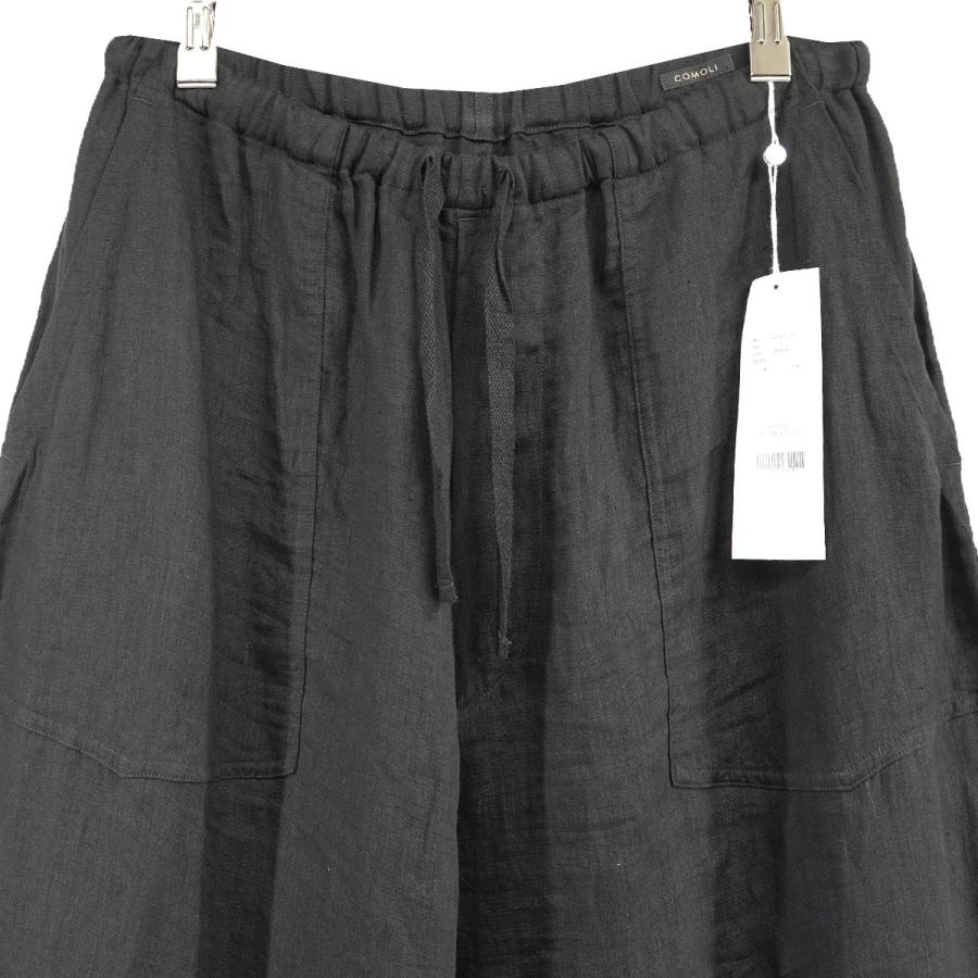 値下げ】COMOLI 24SS リネンWクロスドローストリングパンツ ブラック 