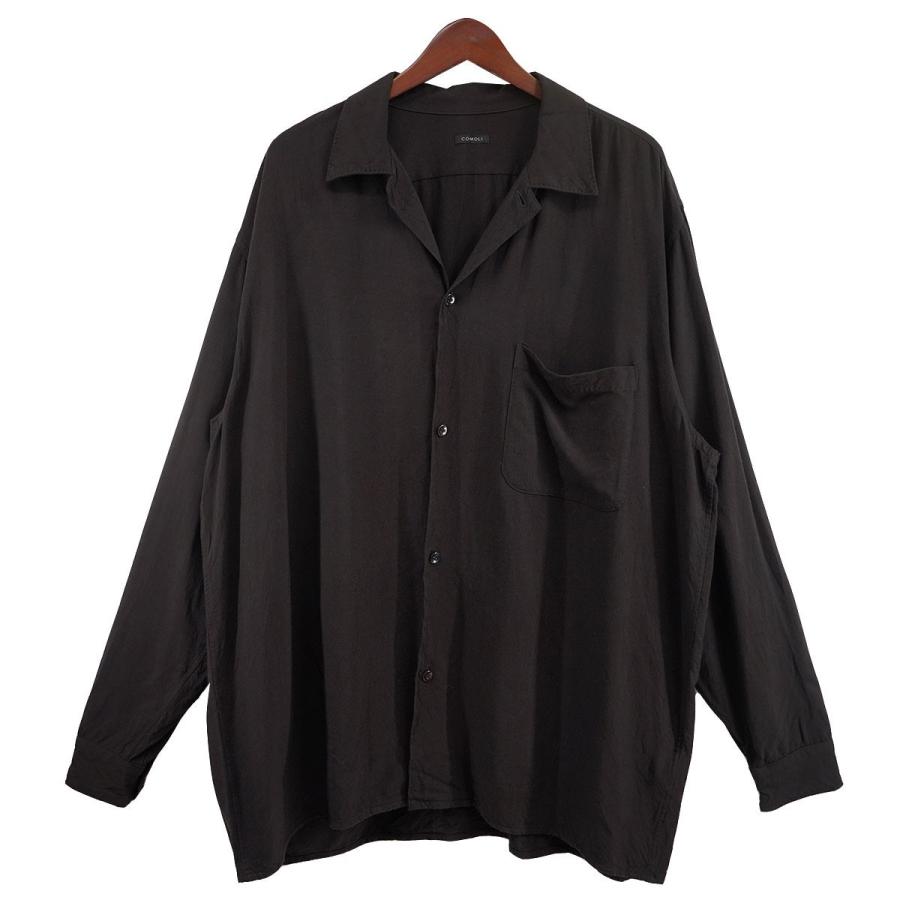 値下げ】COMOLI 24SS レーヨン オープンカラーシャツ ブラック サイズ 
