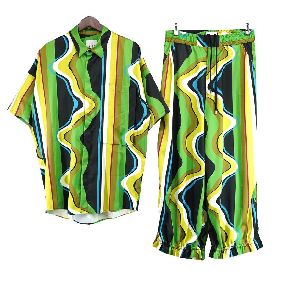 Sise シセ 23SS BIG POCKET SHIRT(PRINT) WIDE PANT セットアップ 